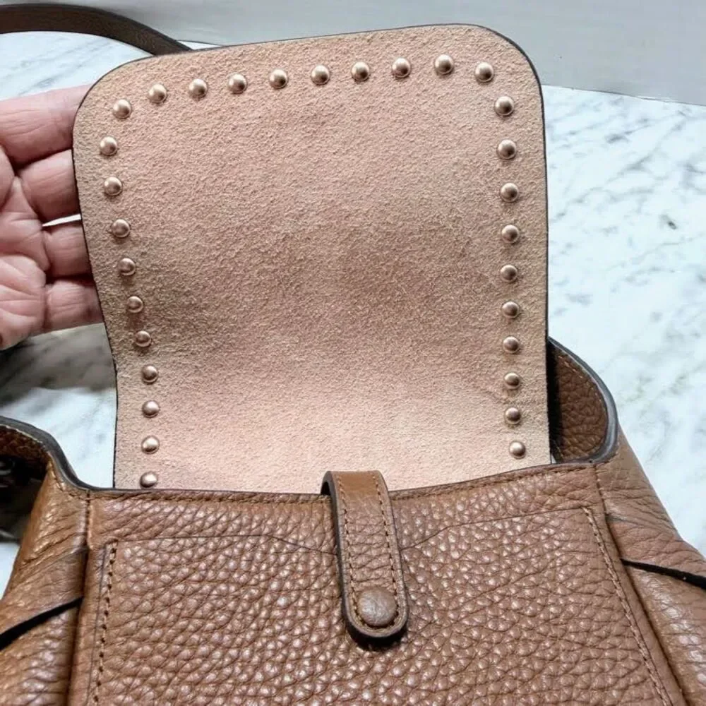 Coach Dakota Mini Studded Crossbody Bag Tan Pebbled Leather